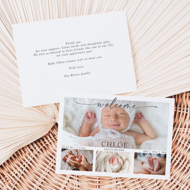 Carte d'annonce de naissance de bébé en collage ph (Créateur téléchargé)