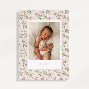 Carte d'annonce de naissance de bébé fille aux fle