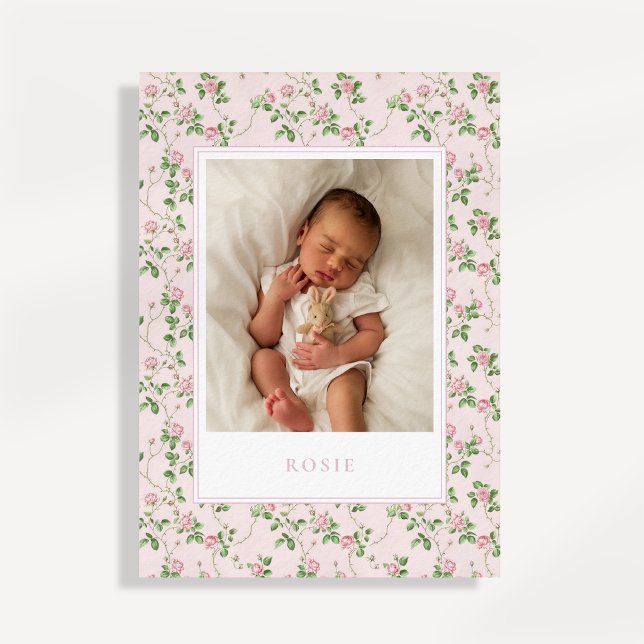 Carte d'annonce de naissance de bébé fille aux fle (Créateur téléchargé)