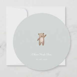 Carte d'annonce de naissance de bébé ours mignon.