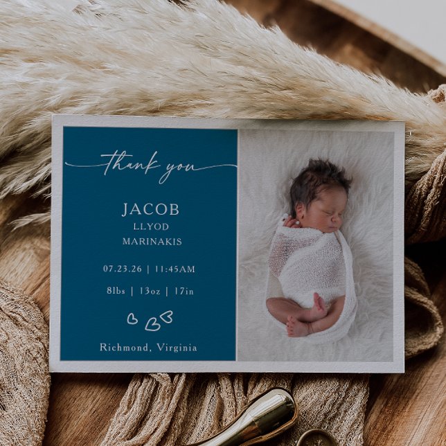 Carte d'annonce de naissance de bébé photo minimal (Créateur téléchargé)