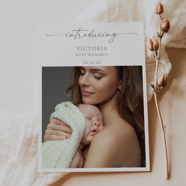 Carte d'annonce de naissance de bébé photo minimal (Créateur téléchargé)