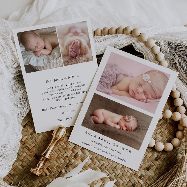 Carte d'annonce de naissance de bébé photo minimal (Créateur téléchargé)