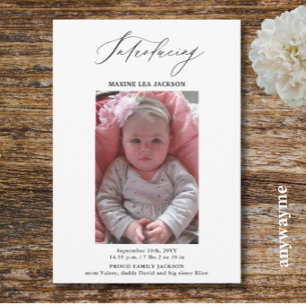 Carte d'annonce de naissance de fille avec photo