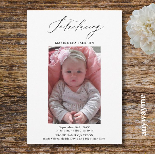 Carte d'annonce de naissance de fille avec photo (Créateur téléchargé)