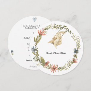 Carte d'annonce de naissance de garçon avec un lap