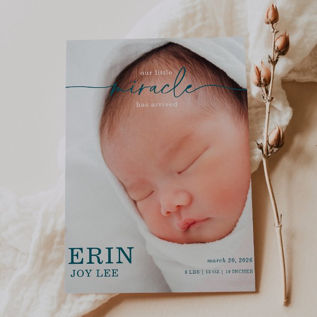 Carte d'annonce de naissance de notre petit miracl (Créateur téléchargé)