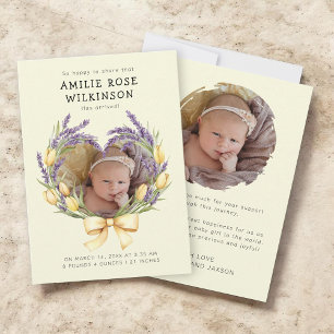 Carte d'annonce de naissance élégante à couronne f