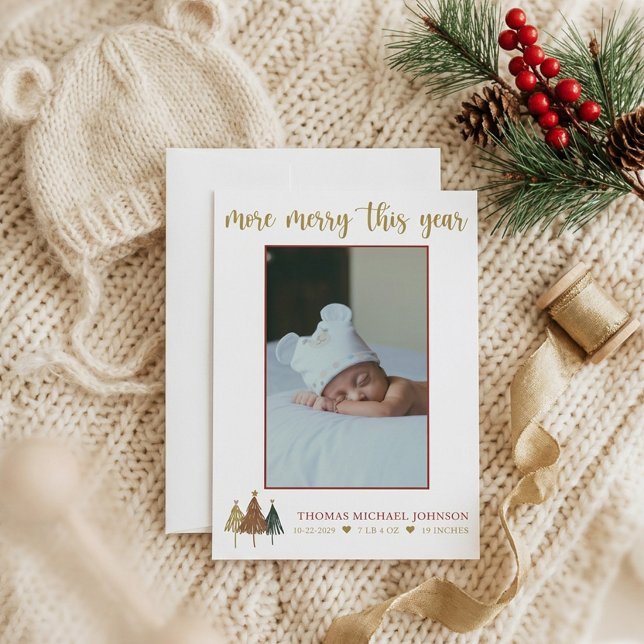 Carte d'annonce de naissance More Merry This Year (Créateur téléchargé)