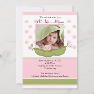 Carte d'annonce de naissance photo de bébé fille P