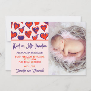 Carte d'annonce de naissance pour la Saint-Valenti