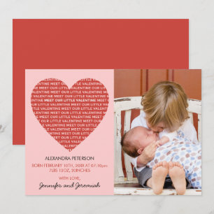 Carte d'annonce de naissance pour la Saint-Valenti