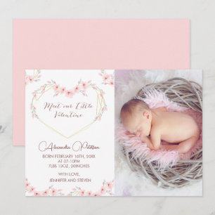 Carte d'annonce de naissance Saint-Valentin Élégan
