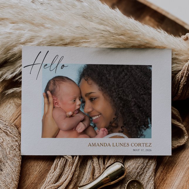 Carte d'annonce de naissance simple avec photo de  (Créateur téléchargé)