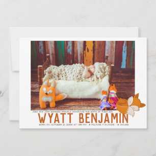 Carte d'annonce de naissance thème renard