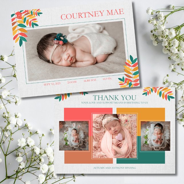 Carte d'annonce de photo de bébé colorée (Créateur téléchargé)