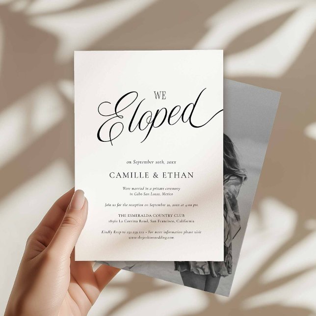 Carte d'annonce de photo de fuite amoureuse (Eloped Announcement Card with Photo)