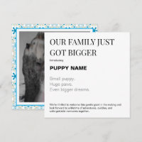 Carte d'annonce de photo de nouveau chiot