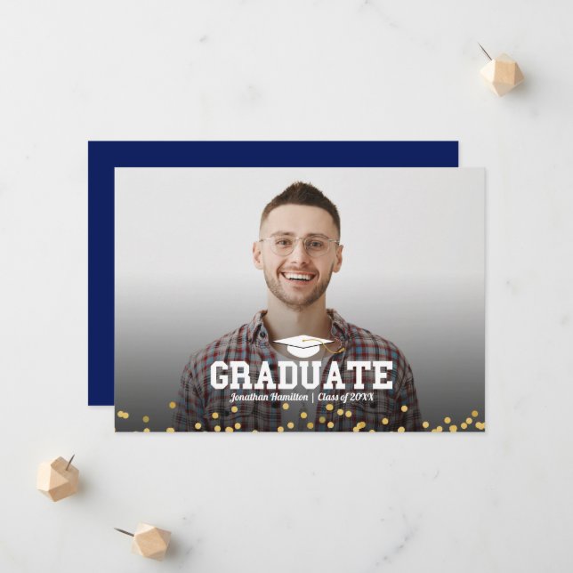 Carte d'annonce de photo de remise de diplôme d'ét (Devant/Arrière en situation)