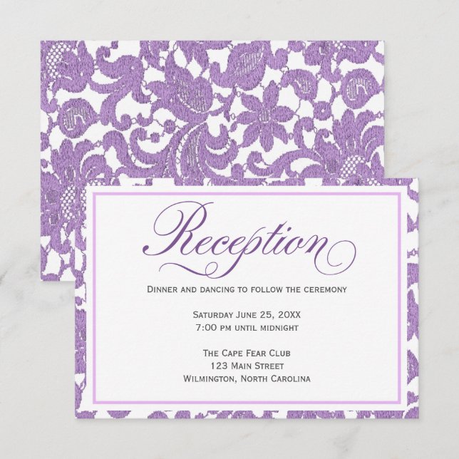 Carte d'annonce de réception de mariage en dentell (Devant / Derrière)