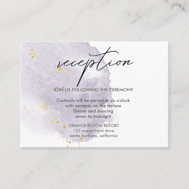 Carte d'annonce de réception en or poussiéreux et  (Devant)