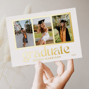 Carte d'annonce de remise de diplôme avec 3 photos