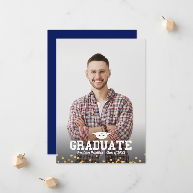 Carte d'annonce de remise de diplôme avec photo de (Devant/Arrière en situation)