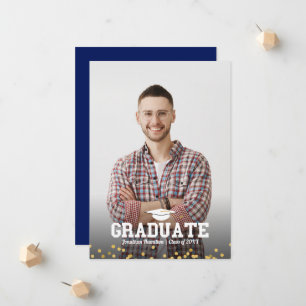 Carte d'annonce de remise de diplôme avec photo de
