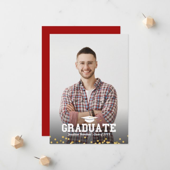 Carte d'annonce de remise de diplôme avec photo de (Devant/Arrière en situation)