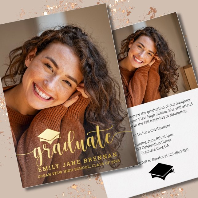 Carte d'annonce de remise de diplôme avec photo et (Créateur téléchargé)