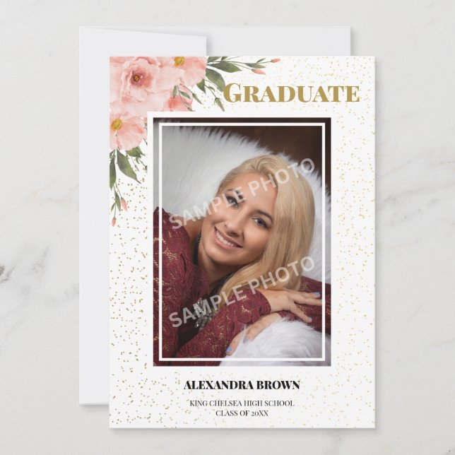 Carte d'annonce de remise de diplôme avec photo et (Devant)