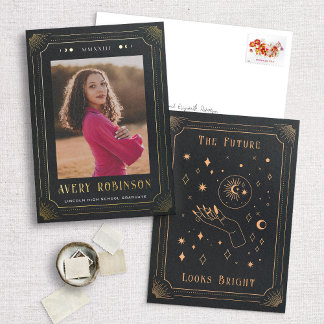 Carte d'annonce de remise de diplôme avec tarot en