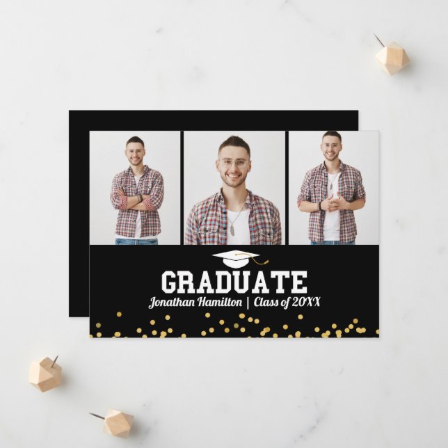 Carte d'annonce de remise de diplôme de lycée avec (Devant/Arrière en situation)