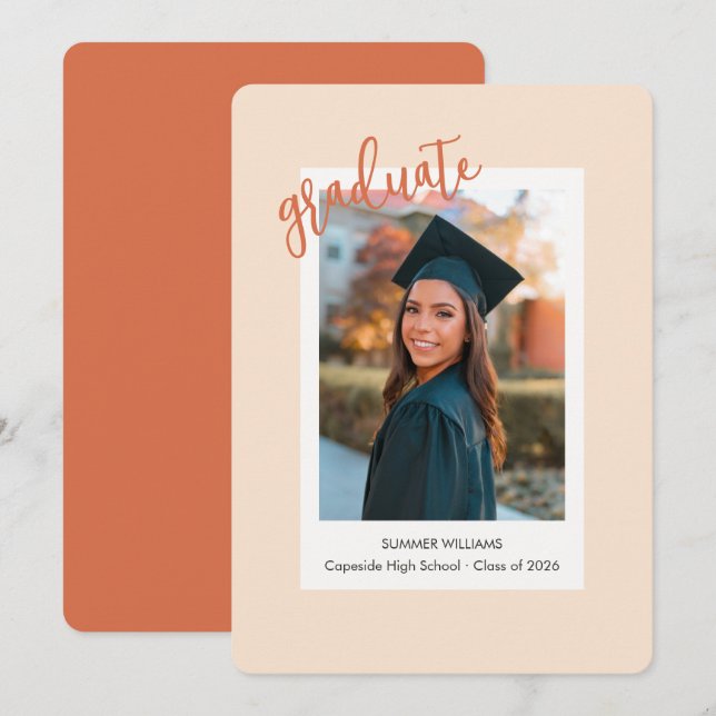 Carte d'annonce de remise de diplôme de photo inst (Devant / Derrière)
