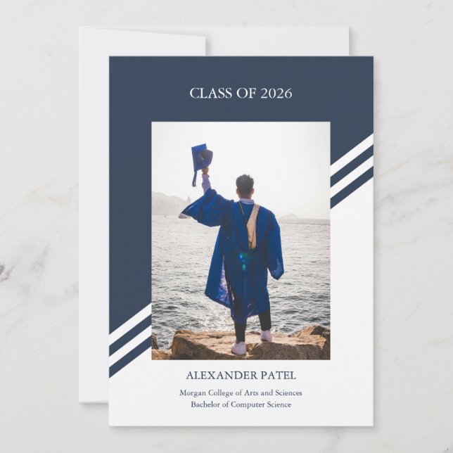 Carte d'annonce de remise de diplôme garçon éditor (Devant)