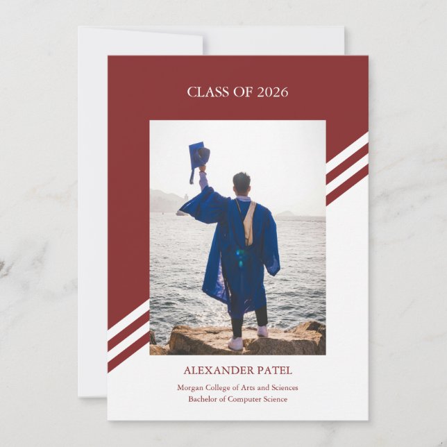 Carte d'annonce de remise de diplôme garçon éditor (Devant)