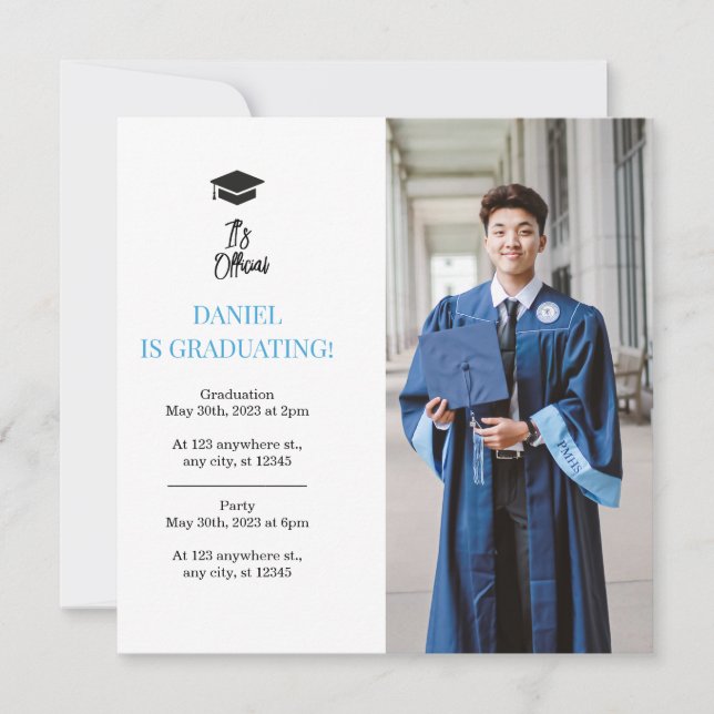 Carte d'annonce de remise de diplôme Invitation à  (Devant)