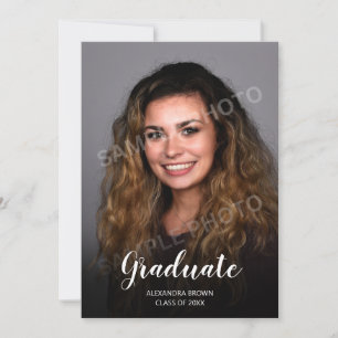 Carte d'annonce de remise de diplôme noire avec ph