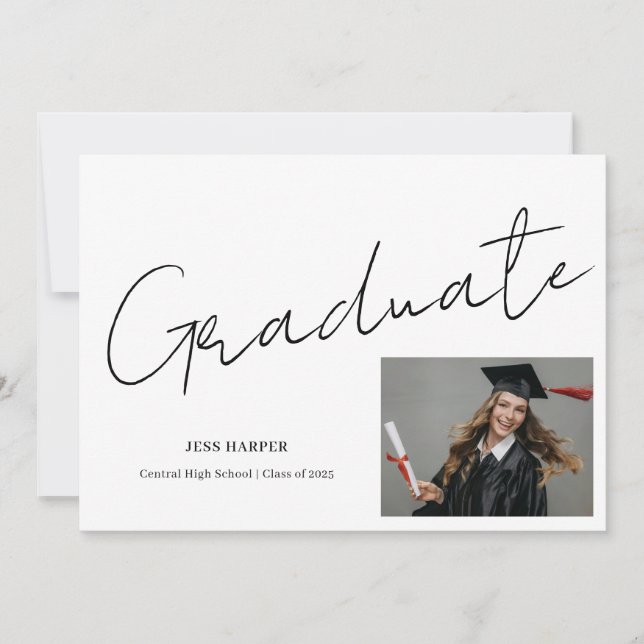Carte d'annonce de remise de diplôme photo à plat (Devant)