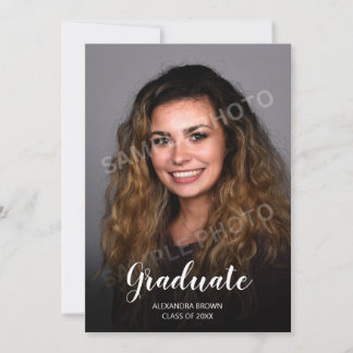 Carte d'annonce de remise de diplôme photo verte