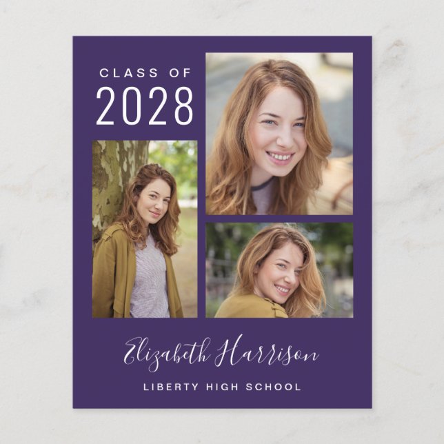 Carte d'annonce de remise de diplôme Violet Budget (Devant)