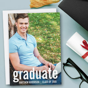 Carte d'annonce de remise de diplômes avec photo d