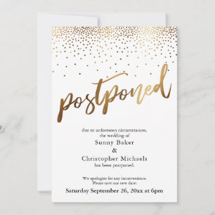 Carte d'annonce de report de mariage avec confetti