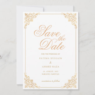 Carte d'annonce de sauvegarde de date blanche musu