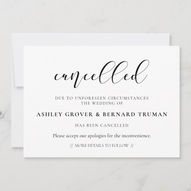 Carte d'annonce d'événement annulé (Devant)