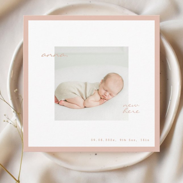 Carte d'annonce minimaliste moderne bébé pêche (Créateur téléchargé)