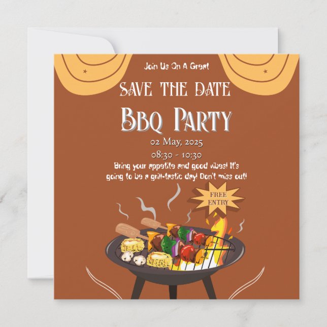Carte d'annonce Orange Marron BBQ (Devant)