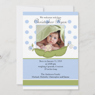 Carte d'annonce photo de bébé garçon Petit Pois Mi