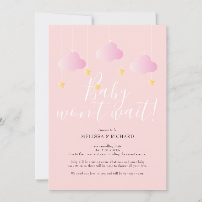 Carte d'annulation de Baby Shower et Sprinkle (Devant)