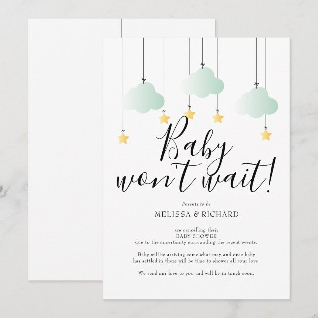 Carte d'annulation de Baby Shower et Sprinkle Neut (Devant / Derrière)